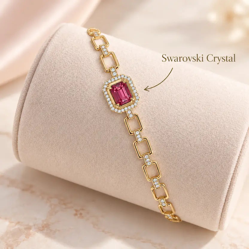 Pink Swarovski Crystal Link Bracelet | SVORA