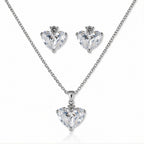 Clear White Heart CZ Necklace and Earrings Set
