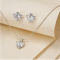 Clear White Heart CZ Necklace and Earrings Set