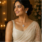Clear White Heart CZ Necklace and Earrings Set