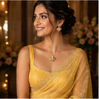 Yellow Amber Heart Crystal Necklace and Earrings Set