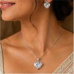 Clear White Heart CZ Necklace and Earrings Set