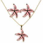 Pink Starfish Necklace Earrings Set