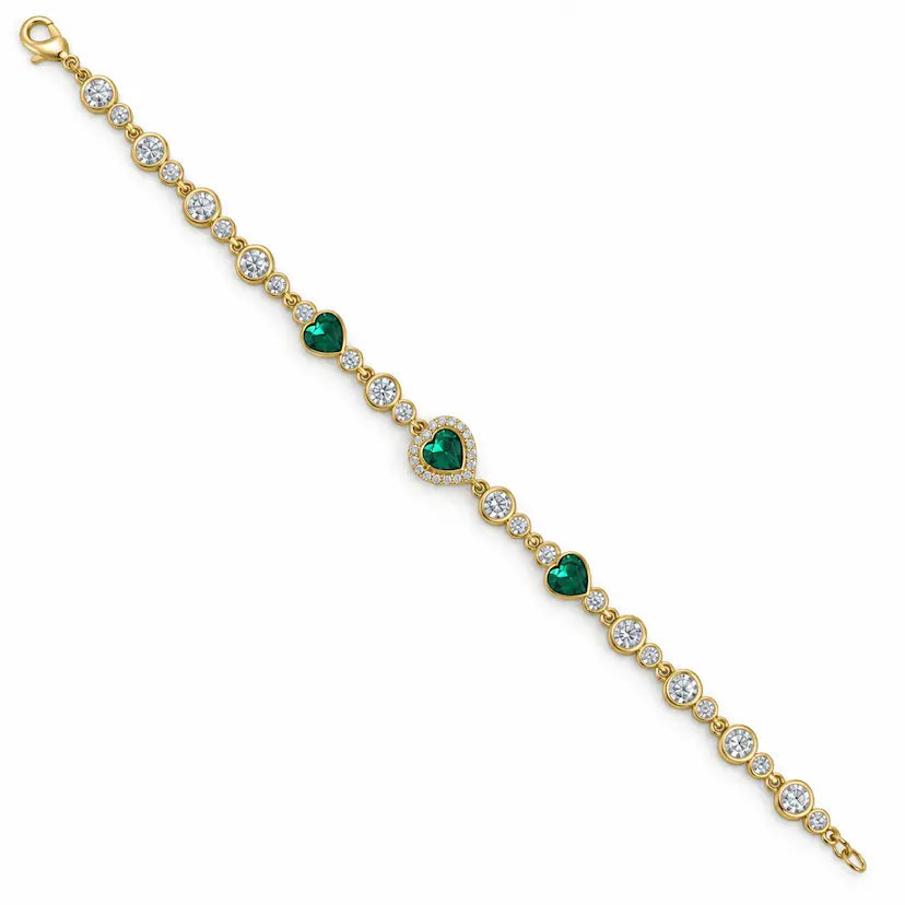 Emerald Heart Swarovski crystals Bezel Bracelet