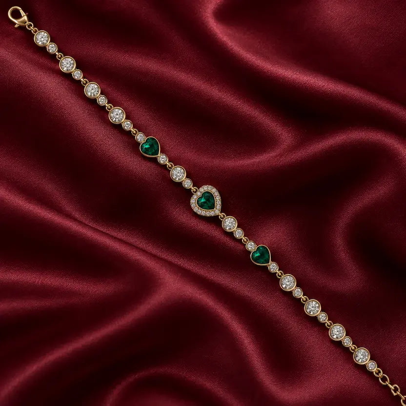 Emerald Heart Swarovski crystals Bezel Bracelet