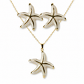 White Starfish Necklace Earrings Set