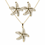 White Starfish Necklace Earrings Set