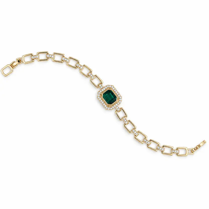Emerald Rectangle Swarovski Crystal Link Bracelet