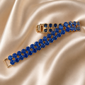Double-Row Blue Crystal Rose-Gold Tone Bracelet