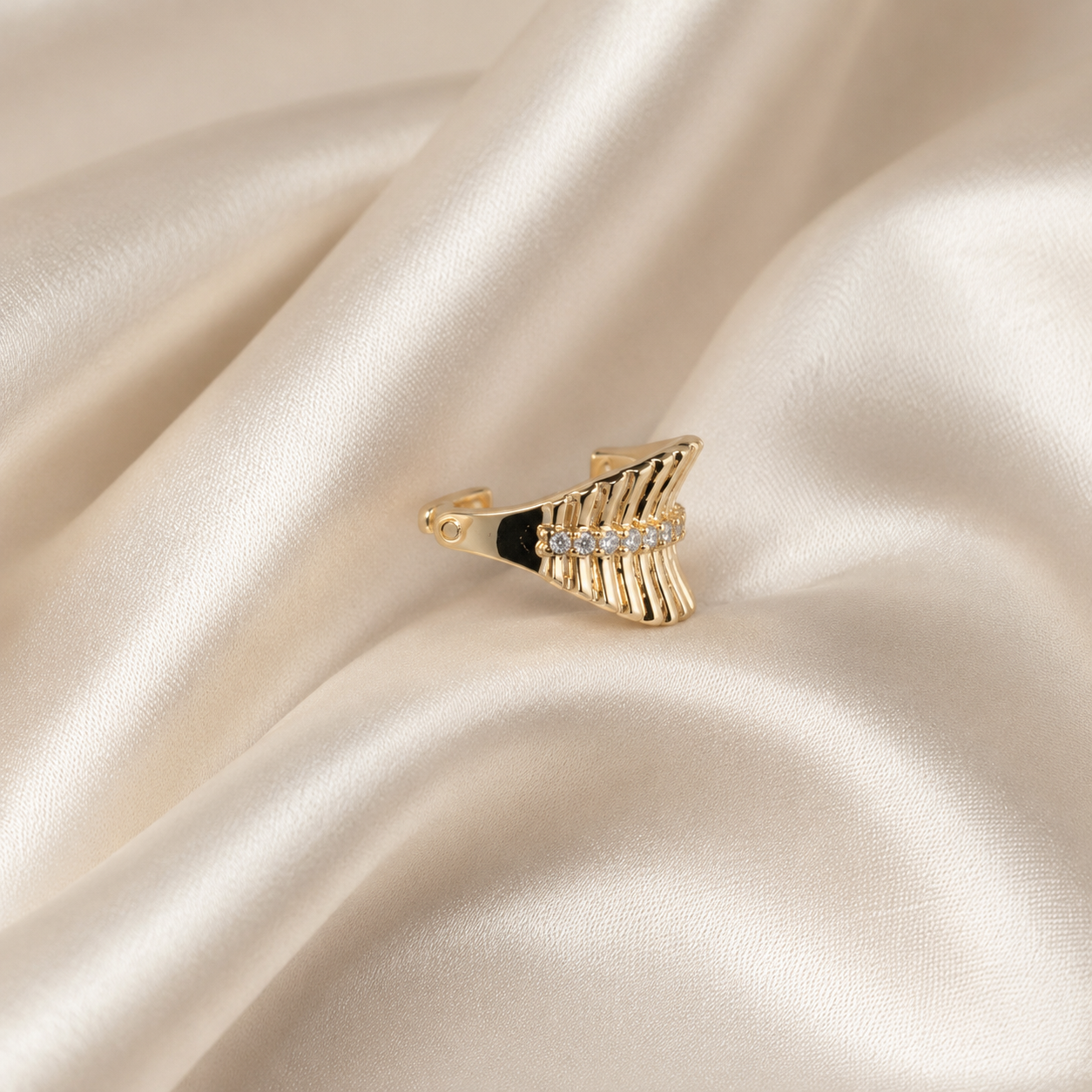 Crystal Wing Gold-Tone Minimal Ear Cuff