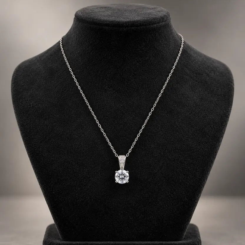 Solitaire CZ Pendant Necklace