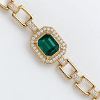 Emerald Rectangle Swarovski Crystal Link Bracelet