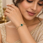 Emerald Rectangle Swarovski Crystal Link Bracelet