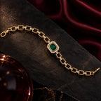 Emerald Rectangle Swarovski Crystal Link Bracelet