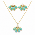 Aqua Pearl Necklace Earrings Set