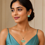 Aqua Pearl Necklace Earrings Set