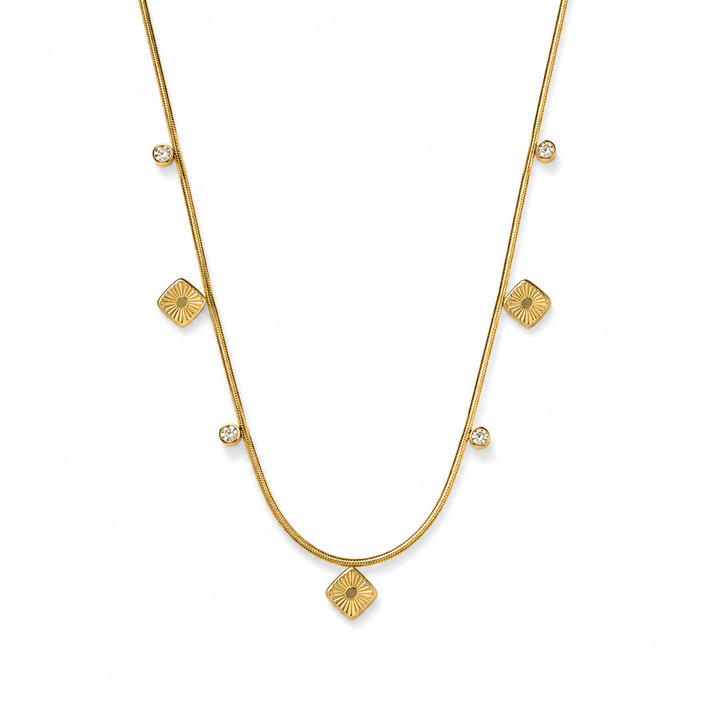 Aurielle Square Charms with Stone Necklace