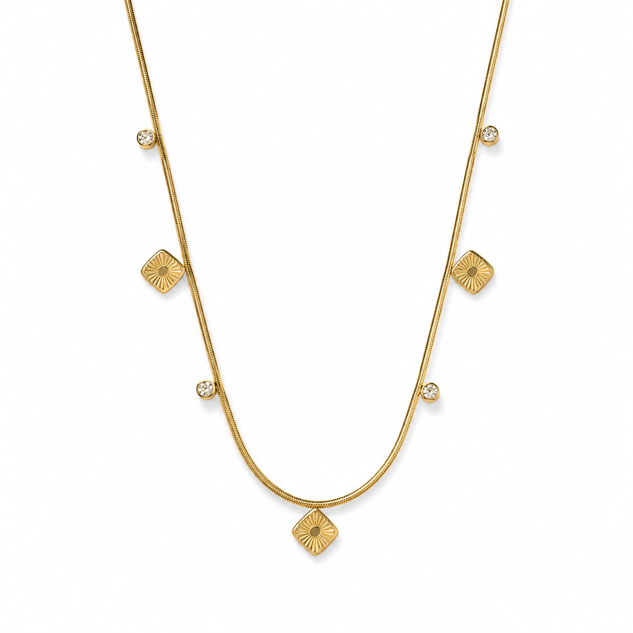 Aurielle Square Charms with Stone Necklace