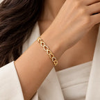 Sparkling Hollow Leaf-Link Gold-Tone Bracelet