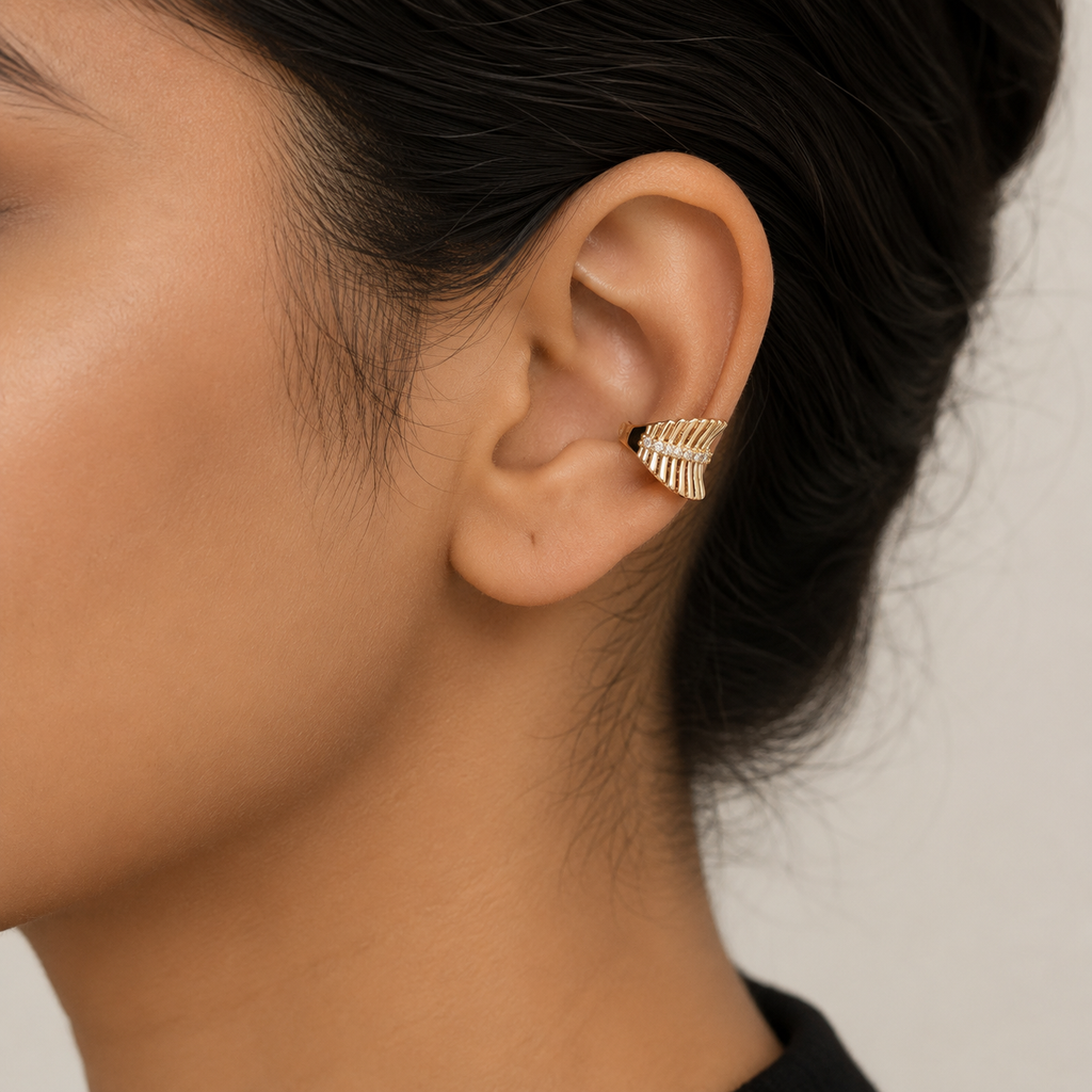 Crystal Wing Gold-Tone Minimal Ear Cuff