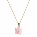 Pink Enamel Pearl Flower Necklace