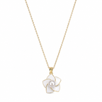 White Enamel Pearl Flower Necklace