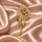 Crystal Daisy Stem Brooch