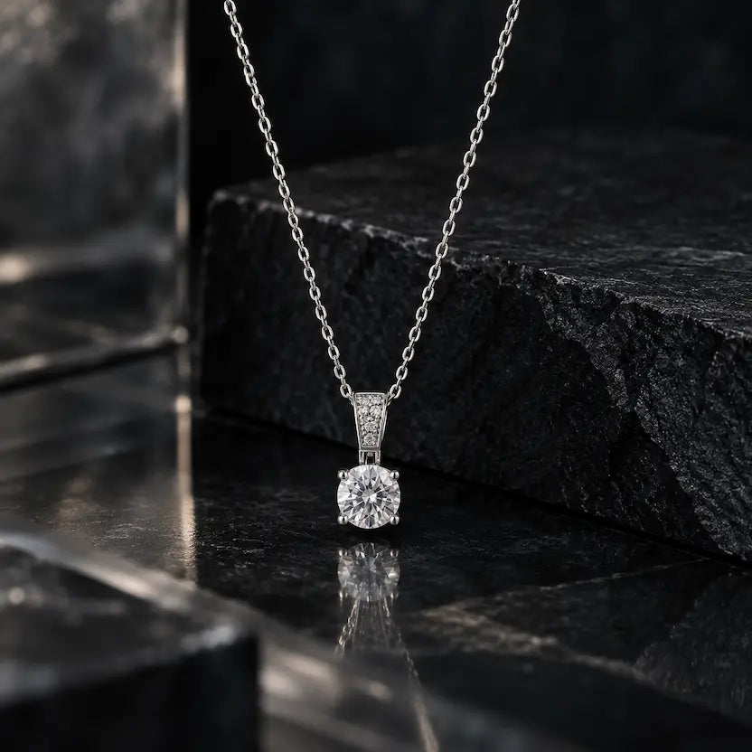 Solitaire CZ Pendant Necklace