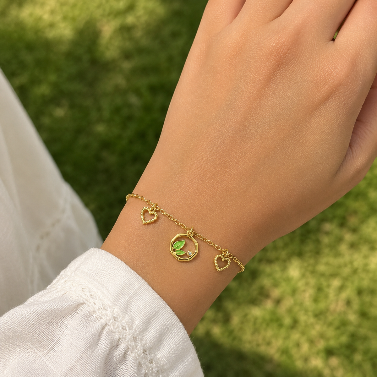 Green Leaf Garden Chain Bracelet