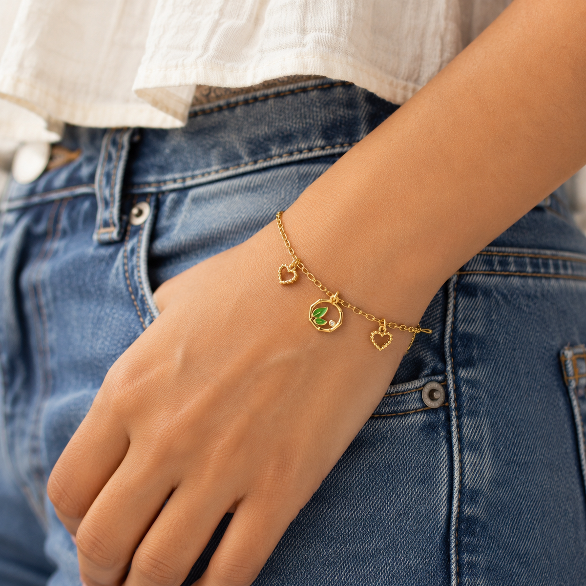 Green Leaf Garden Chain Bracelet