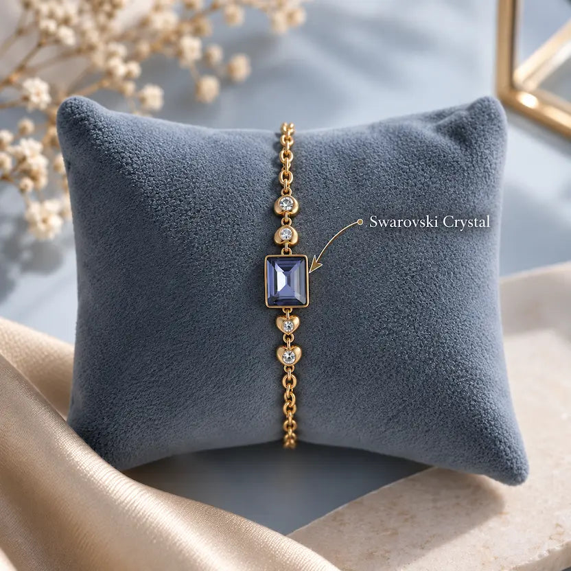 Amethyst Swarovski Crystal Station Bracelet