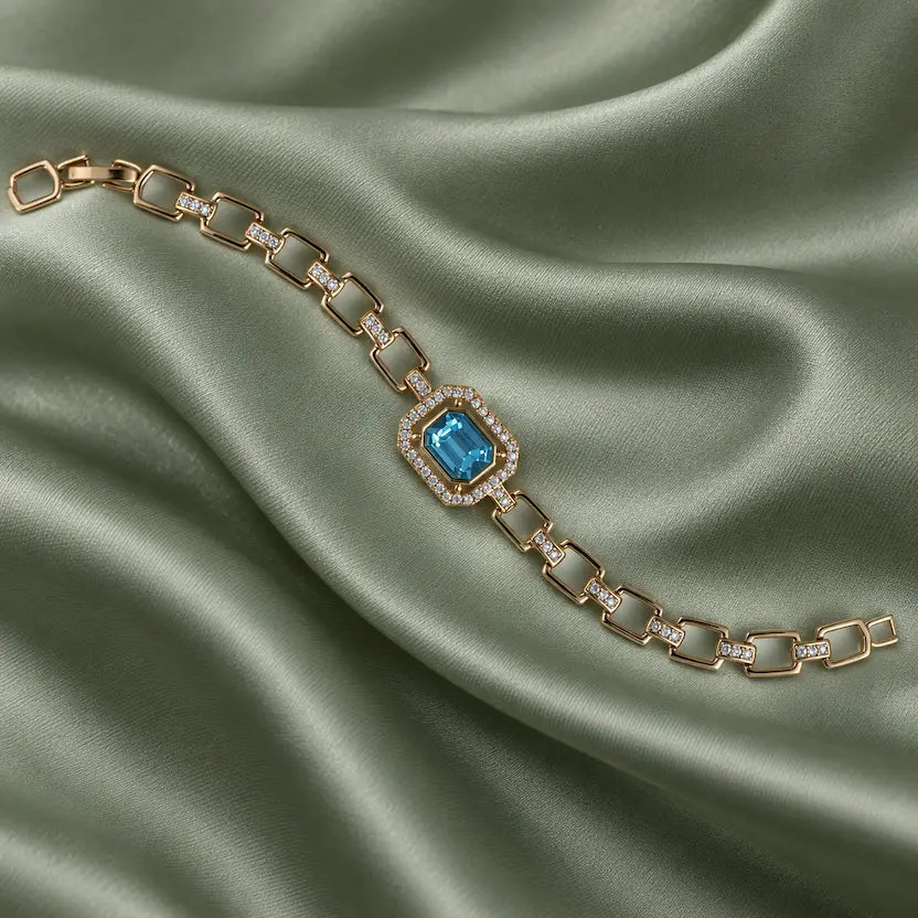 Aqua Swarovski Crystal Link Bracelet