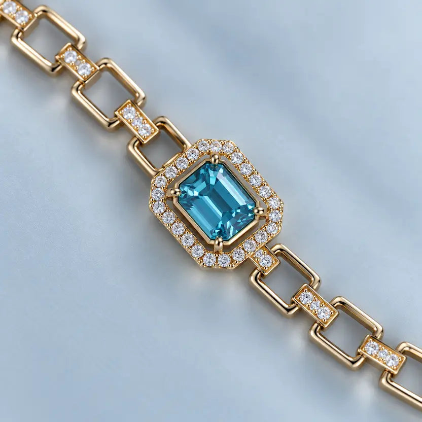 Aqua Swarovski Crystal Link Bracelet