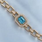 Aqua Swarovski Crystal Link Bracelet