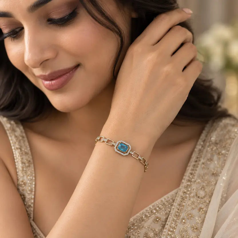 Aqua Swarovski Crystal Link Bracelet