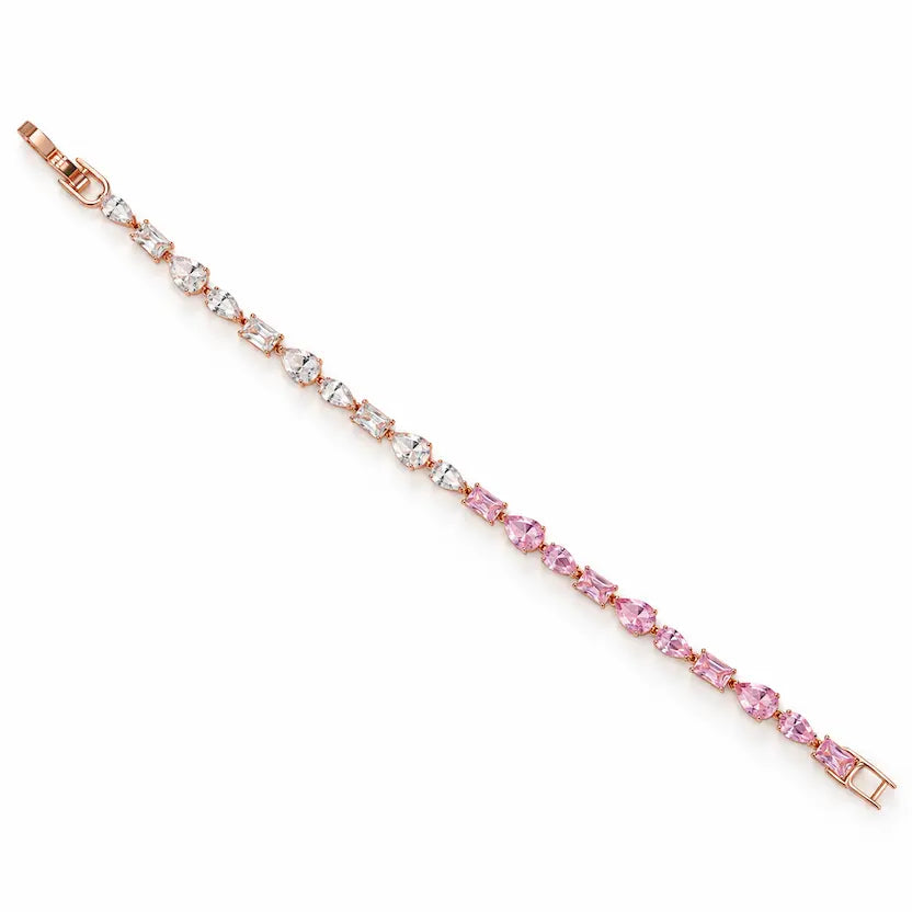 Blush Pink & White Mixed-Cut Tennis Bracelet