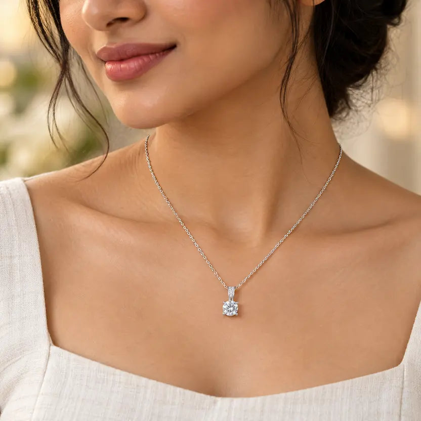 Solitaire CZ Pendant Necklace