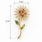 Crystal Daisy Stem Brooch