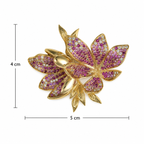 Pink Crystal Floral Gold-Tone Brooch