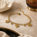 Bold Heart Drop Chain Bracelet