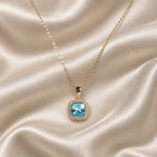 Aqua Blue Swarovski Crystal Halo Necklace
