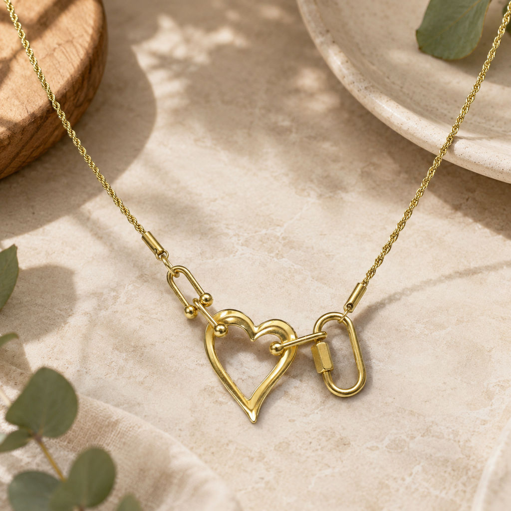 Open Heart Rope Statement Necklace