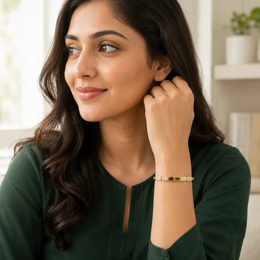 Dual Gem Adjustable Bracelet