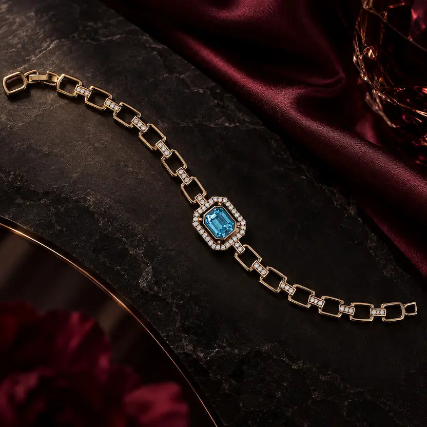 Aqua Swarovski Crystal Link Bracelet