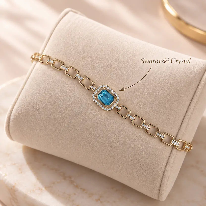 Aqua Swarovski Crystal Link Bracelet