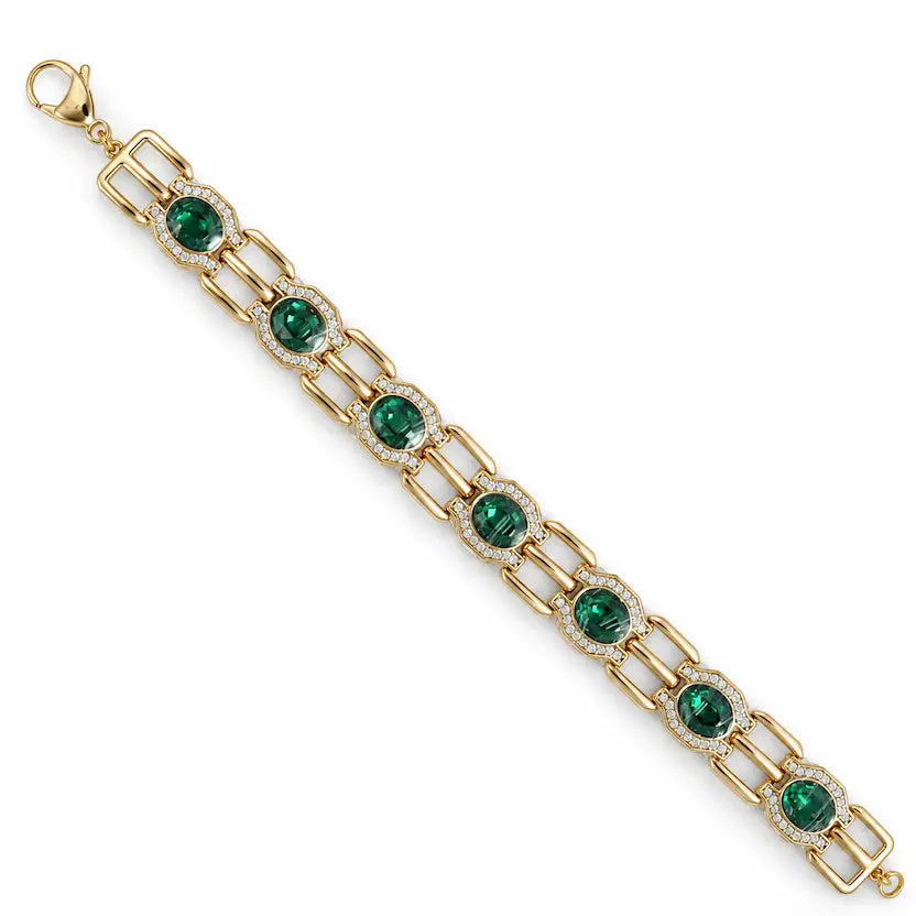 Emerald Swarovski Crystals Halo Link Bracelet