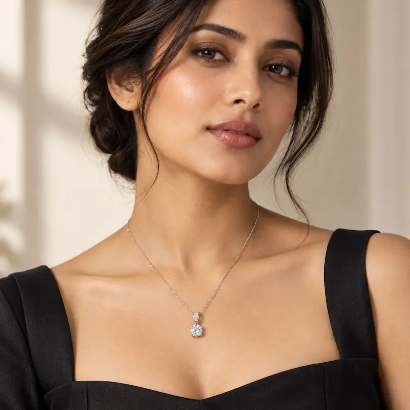 Solitaire CZ Pendant Necklace