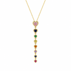 Multicolour Heart Y-Drop Gold-Tone Necklace