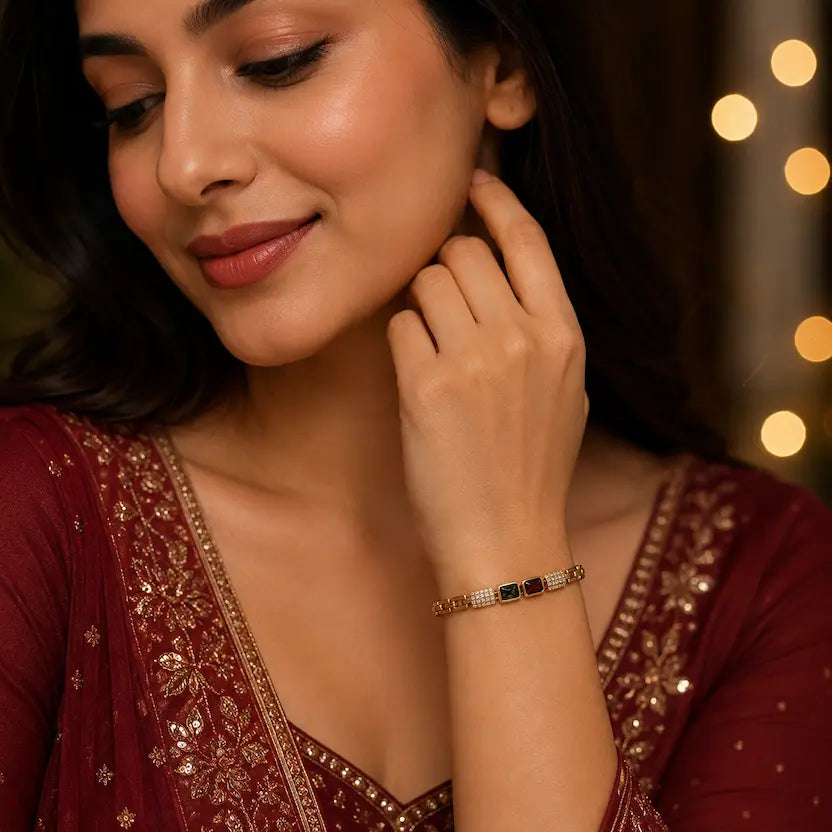Dual Gem Adjustable Bracelet