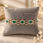 Emerald Swarovski Crystals Halo Link Bracelet